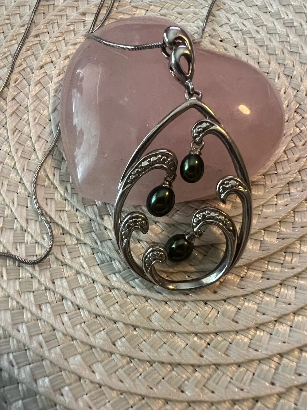 Sterling Silver Tahitian Pearl Teardrop Pendant Necklace-Women Jewelry